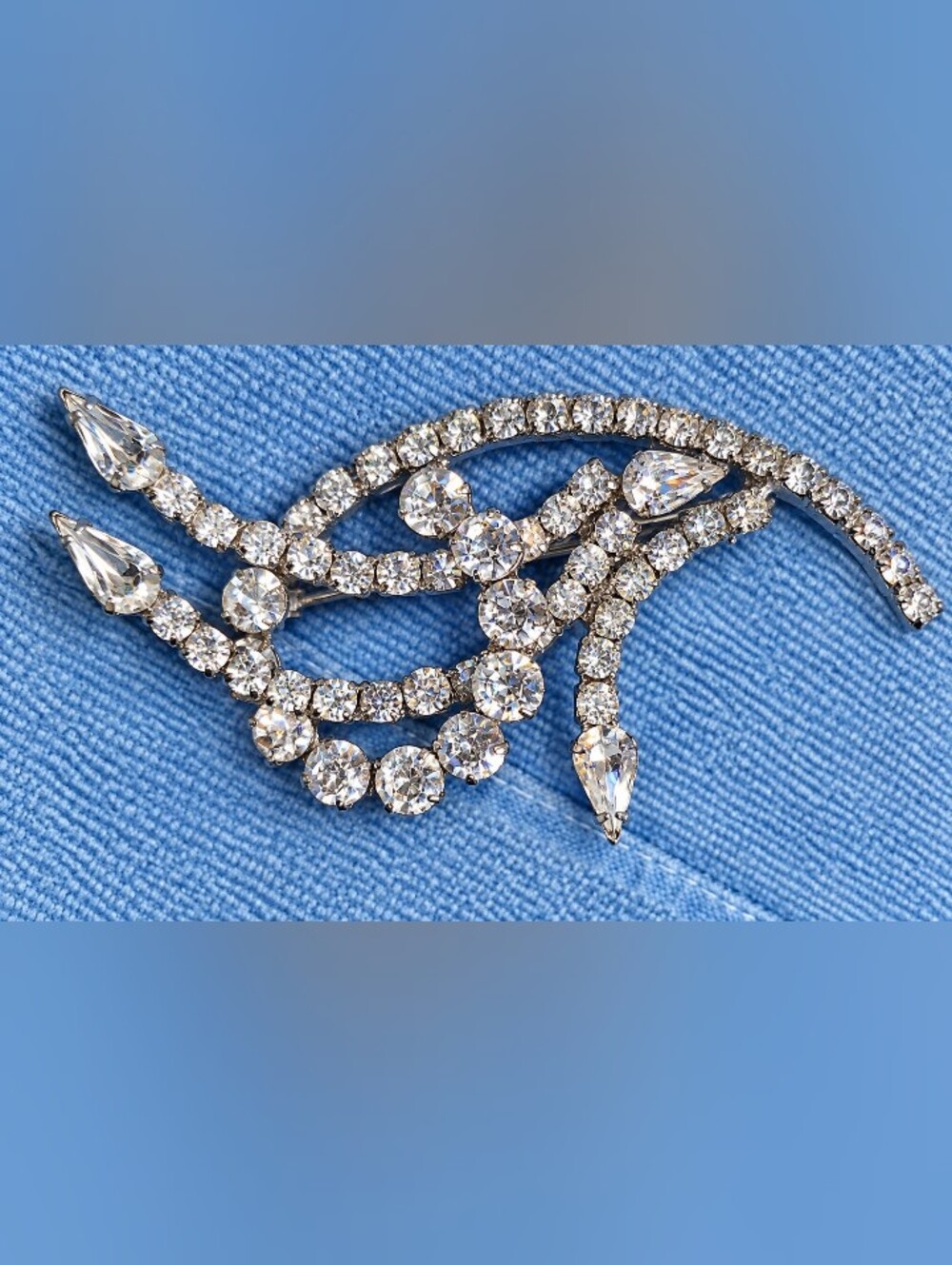 Vintage Crystal Rhinestone Kramer Of New York Swirl Brooch